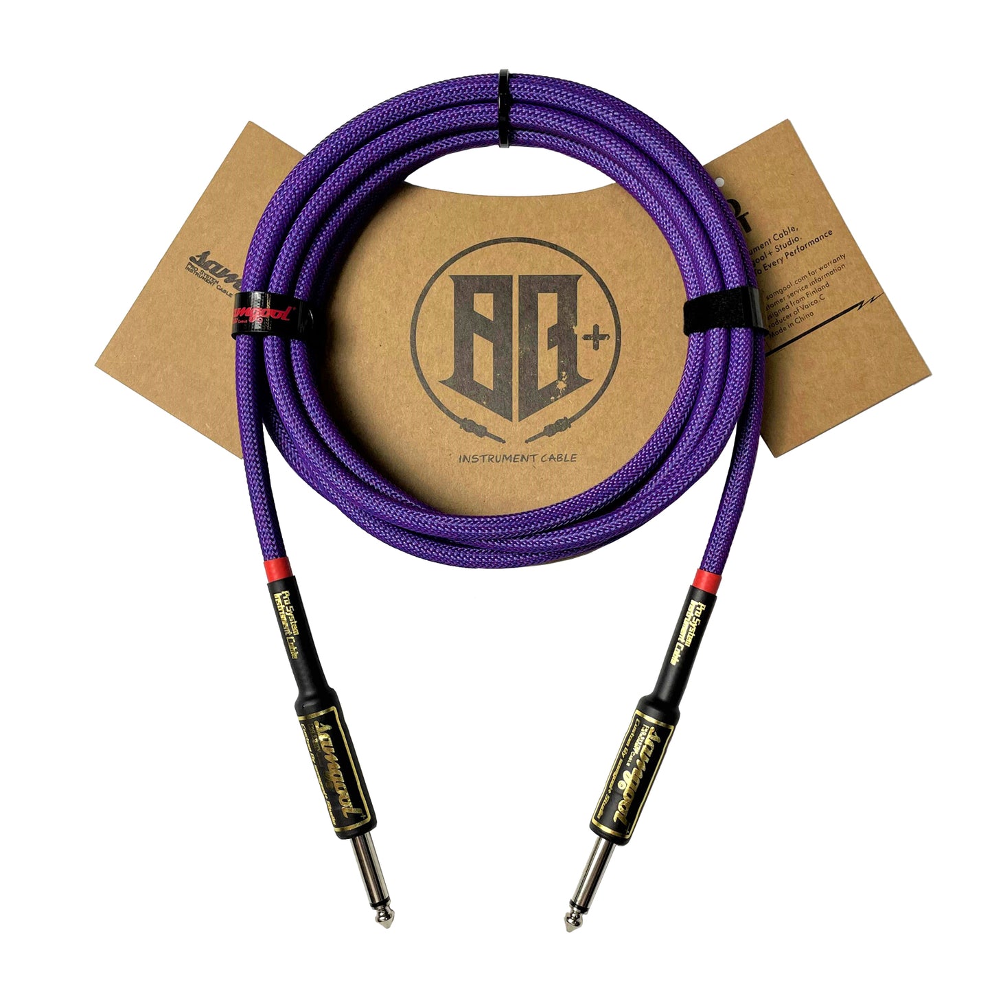 Uncle Crazy Guitar Cable, 24 AWG Electric Instrument Cable, Amp Cord for Guitar Bass Amplifier, Straight-Straight Angle, ¼ Inch (6.35mm) Connectors (CC Purple)