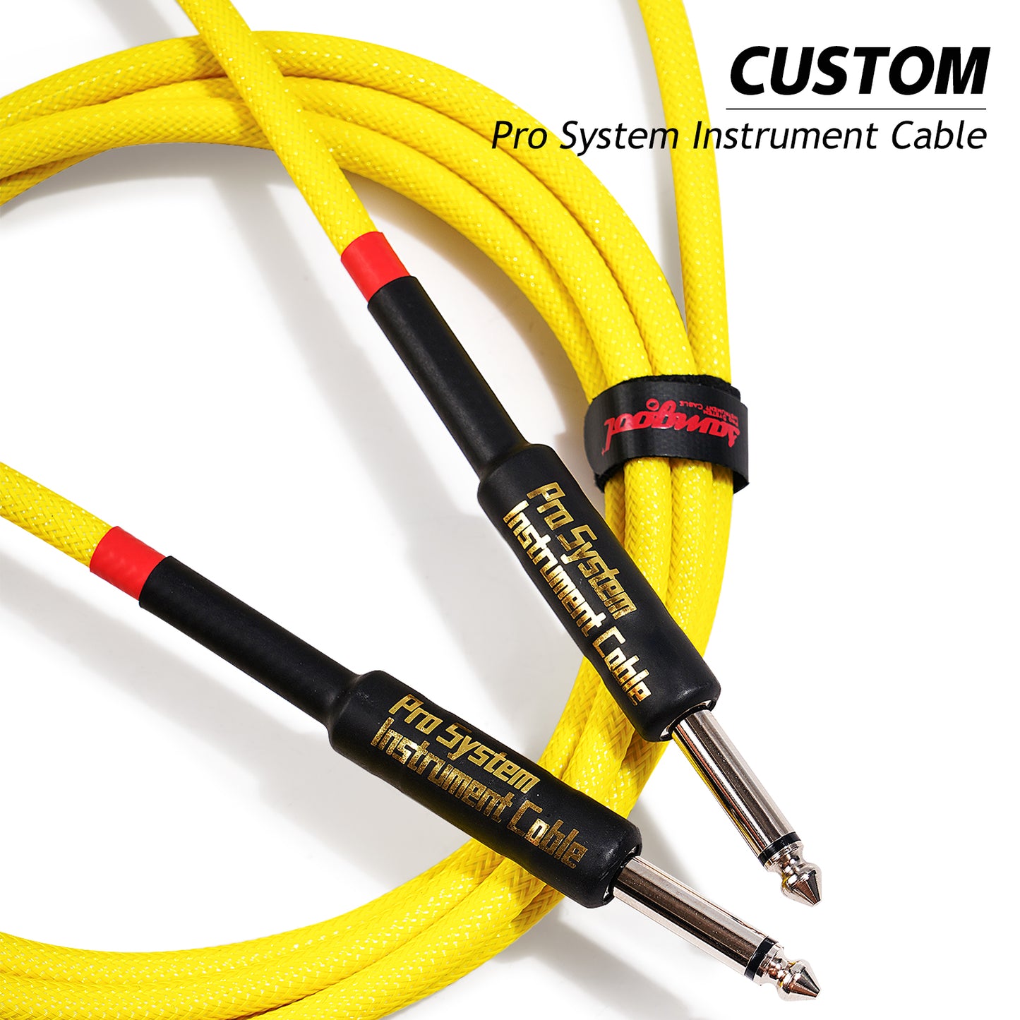 Uncle Crazy Guitar Cable, 24 AWG Electric Instrument Cable, Amp Cord for Guitar Bass Amplifier, Straight-Straight Angle, ¼ Inch (6.35mm) Connectors (CC Yellow)