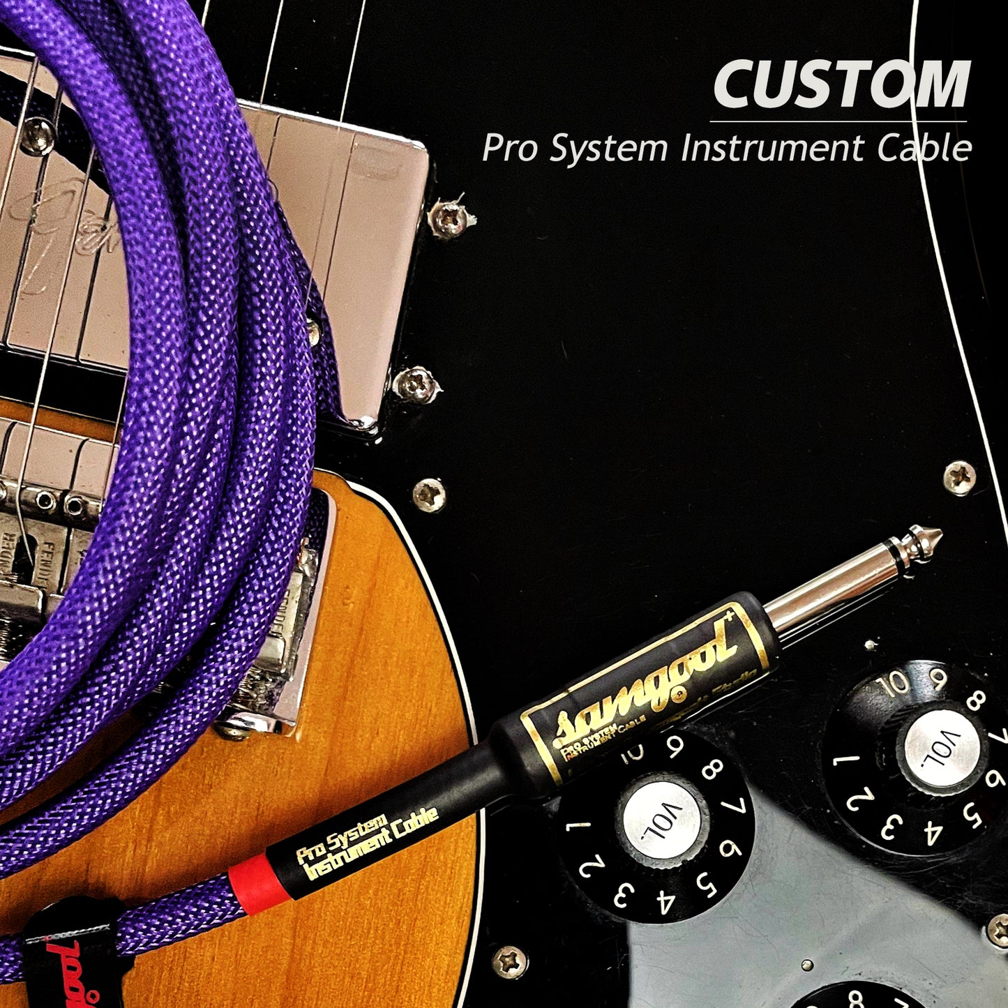 Uncle Crazy Guitar Cable, 24 AWG Electric Instrument Cable, Amp Cord for Guitar Bass Amplifier, Straight-Straight Angle, ¼ Inch (6.35mm) Connectors (CC Purple)