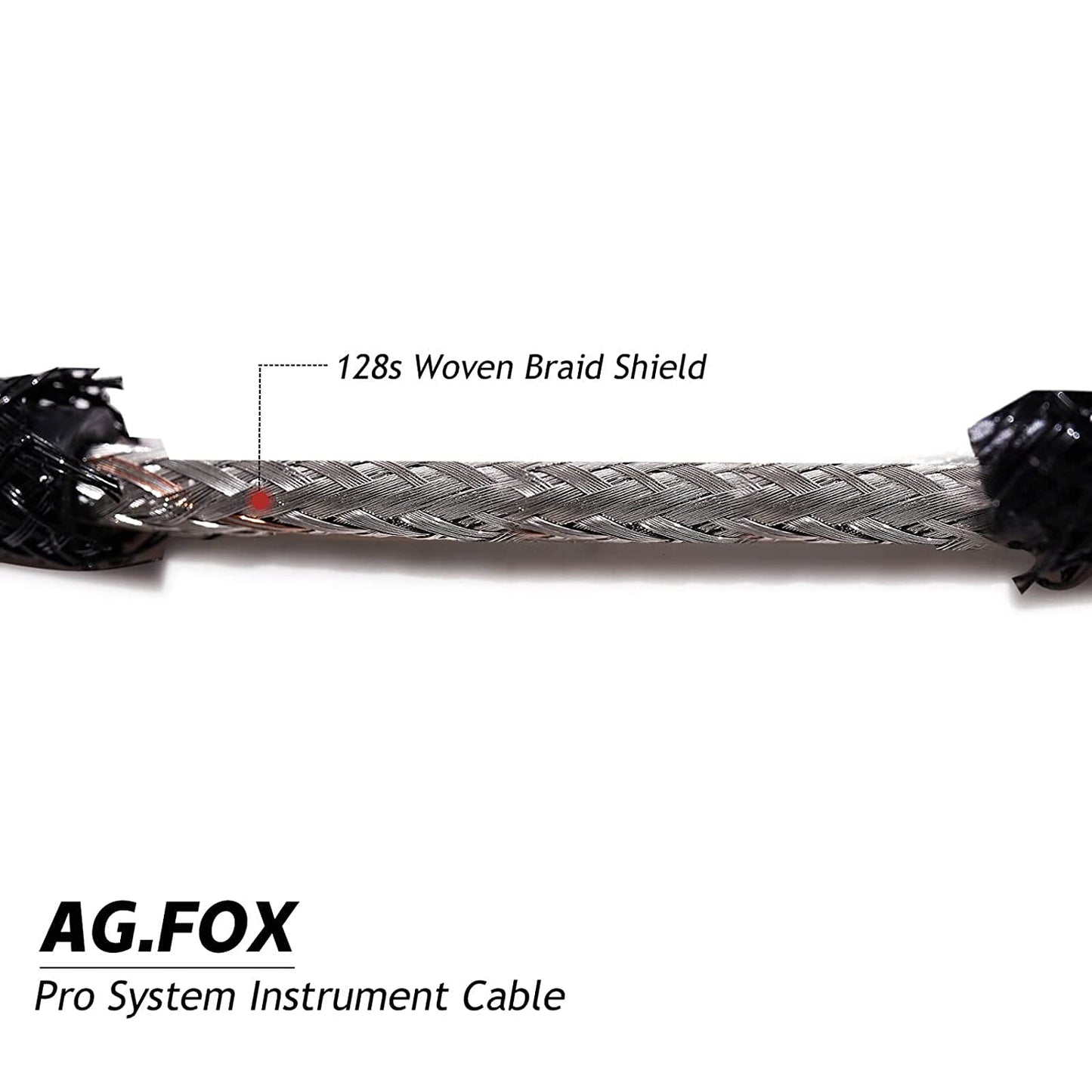 Uncle Crazy Guitar Cable, 20 AWG Electric Instrument Cable, Amp Cord for Guitar Bass Amplifier, Straight-Straight Angle, ¼ Inch (6.35mm) Connectors (AG Fox)