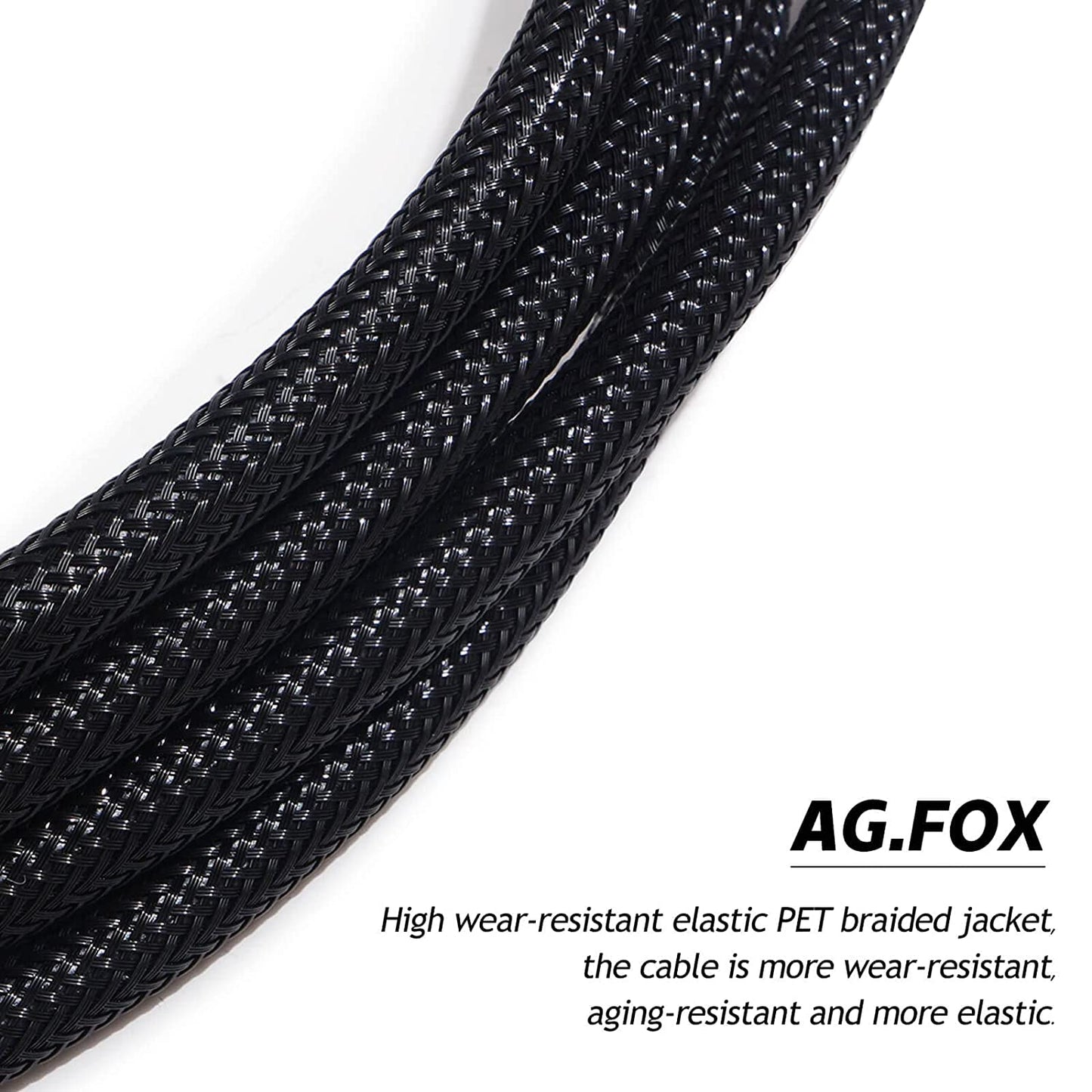 Uncle Crazy Guitar Cable, 20 AWG Electric Instrument Cable, Amp Cord for Guitar Bass Amplifier, Straight-Straight Angle, ¼ Inch (6.35mm) Connectors (AG Fox)