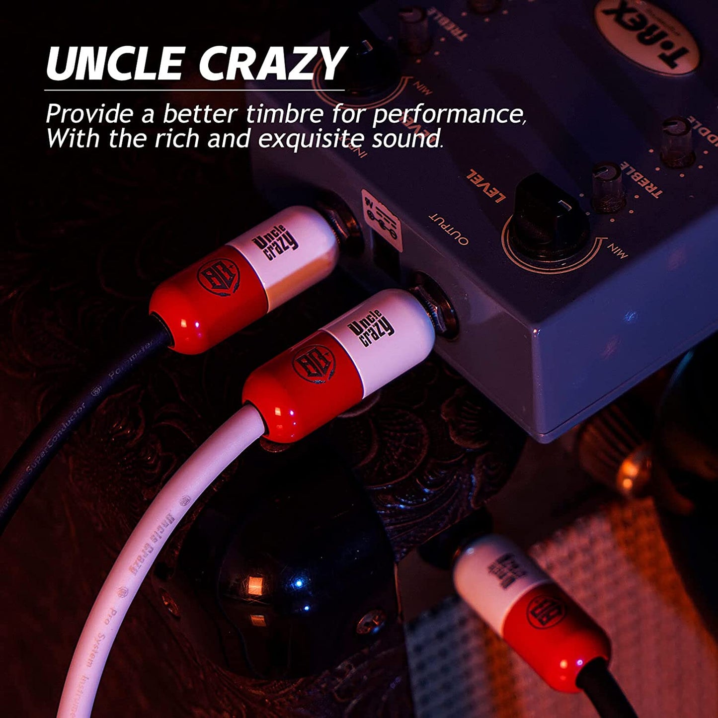 Uncle Crazy Guitar Instrument Cable,20 AWG Electric Instrument Cable Bass Amp Cord for Guitar Bass Amplifier Audio, Straight-Straight Angle, ¼ Inch (6.35mm) Connectors(Pro White)